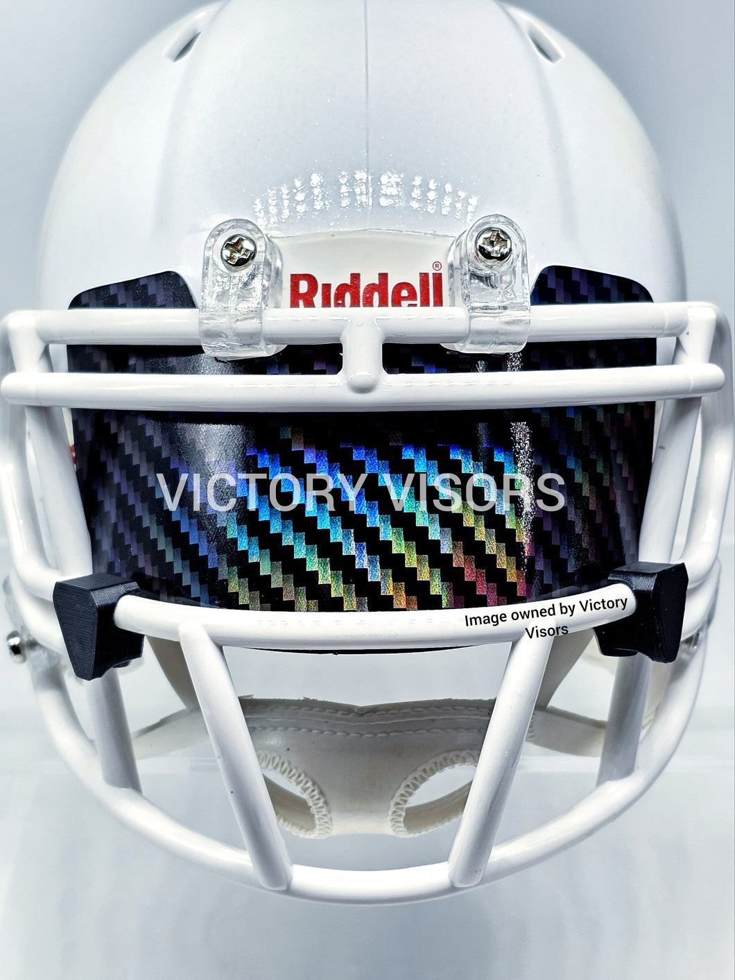 Black Holographic Carbon Fiber Mini Size Football Visor - Flat Style