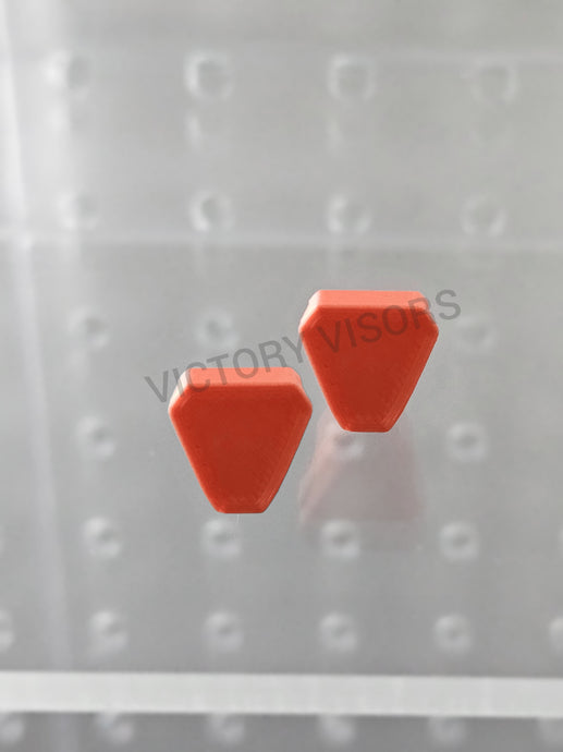 Dark Orange Mini Football visor clips from Victory Visors. Full metal threads. Mini Helmet Breaks. Football Memorabilia Collectors