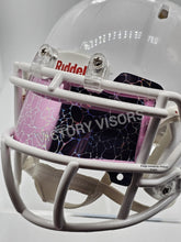 Load image into Gallery viewer, Pink Cracked Lightning Mini Size Football Visor - Flat Style
