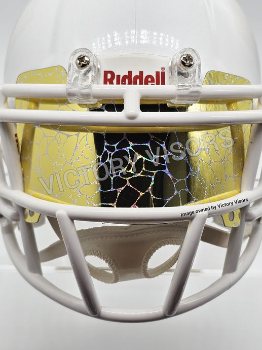 gold riddell mini size football helmet visor from victory visors