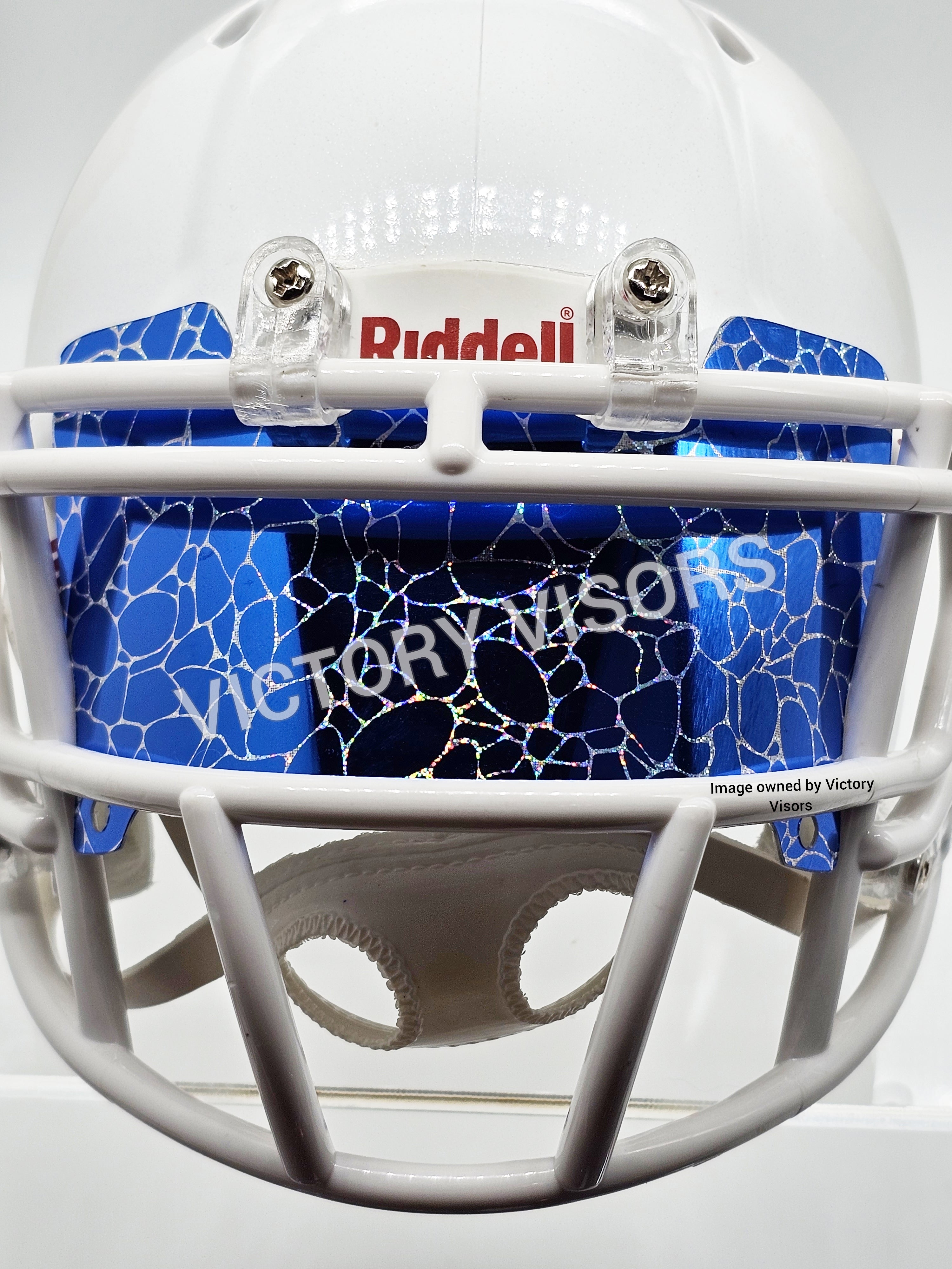 chrome light blue football helmet Cracked Lightning Mini Visor Schutt F7 AiR Youth Based on one of Rim Color:Lime Green Gifts for Easter