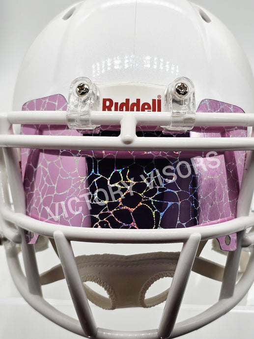 pink riddell mini size football helmet visor from victory visors