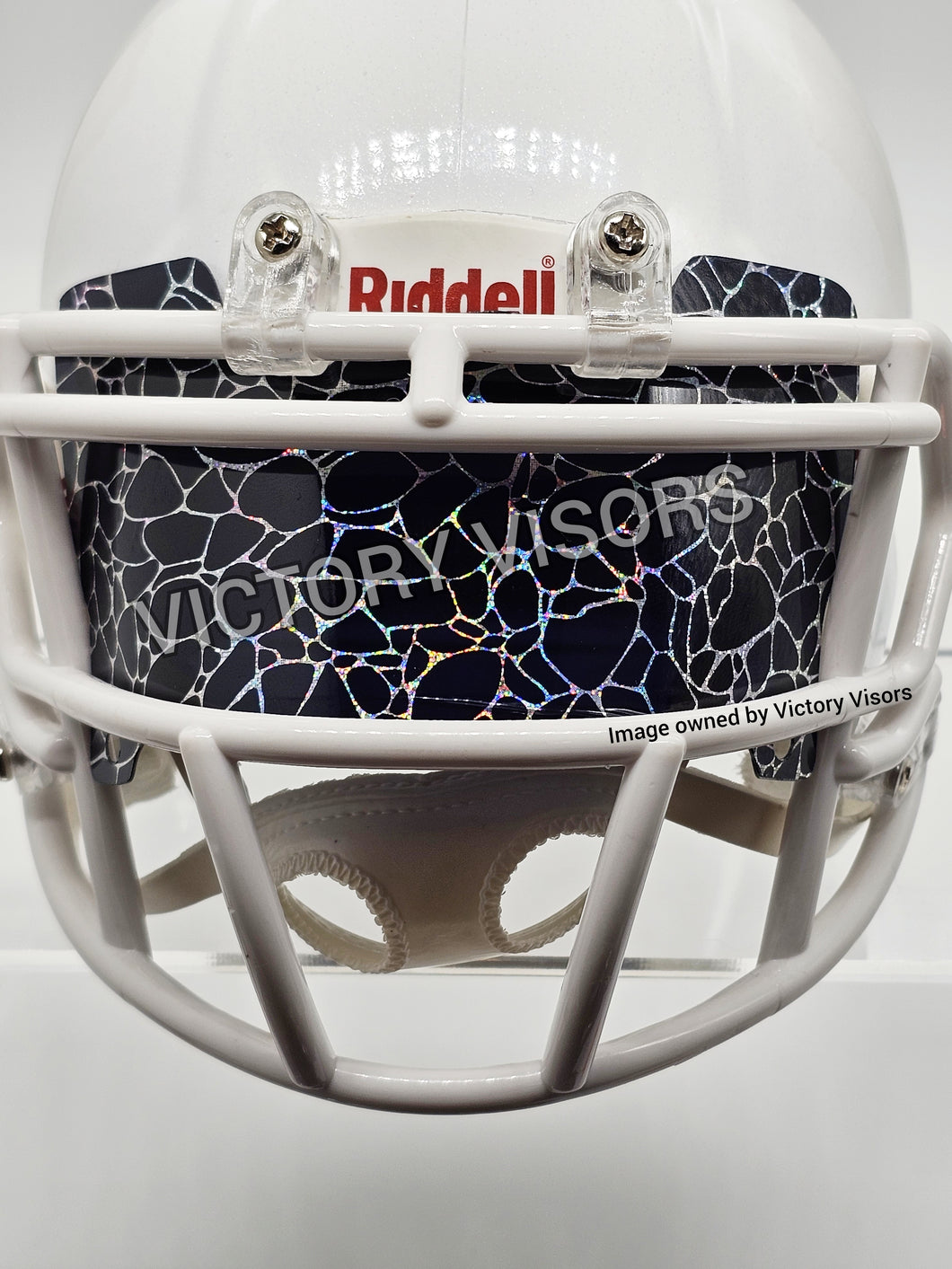 Black Cracked Lightning Mini Size Football Visor - Flat Style
