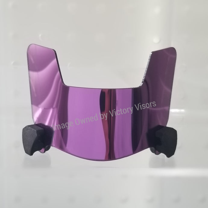 Hard style Purple Mini Football Helmet Visor from Victory Visors for football helmet memorabilia collectors and helmet breaks. Wholesale mini football helmet visors in the USA. Mini football helmet visor Houston, TX. Football helmet signatures.