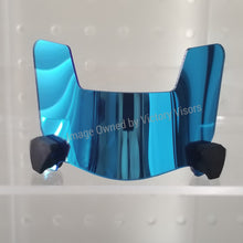 Load image into Gallery viewer, Hard style Sky Blue Teal Mini Football Helmet Visor from Victory Visors for football helmet memorabilia collectors and helmet breaks. Wholesale mini football helmet visors in the USA. Mini football helmet visor Houston, TX. Football helmet signatures.
