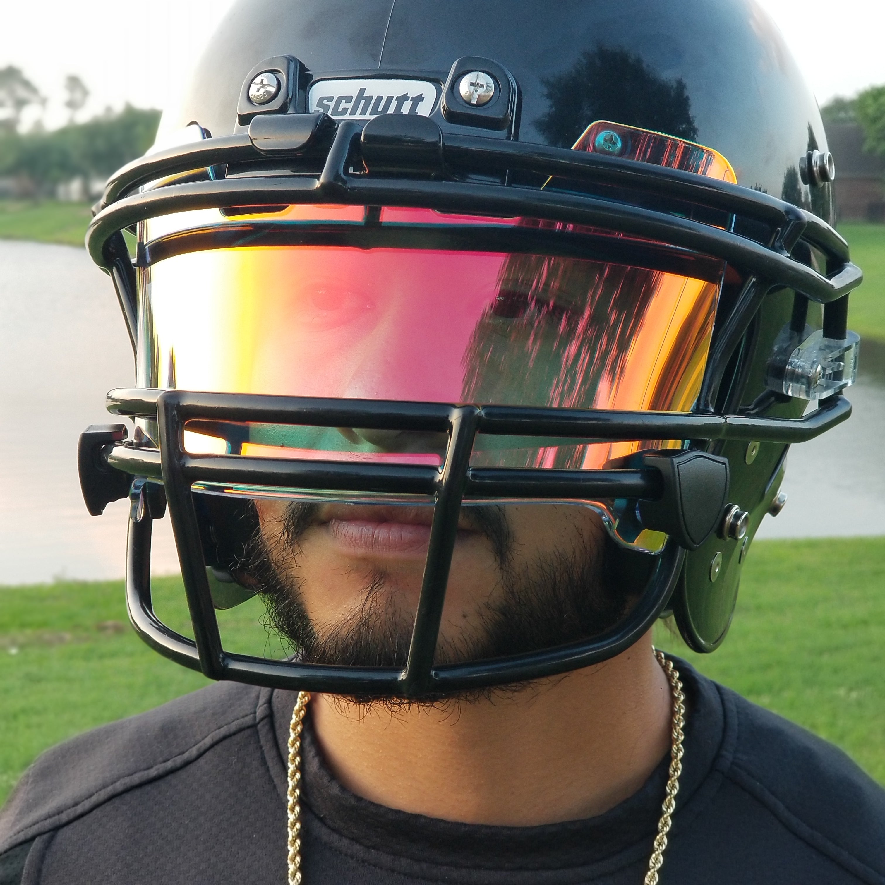 Clear Red Rainbow Football Visor. Universal Fit for Riddell, Xenith Vicis  and Other Popular Brand Helmets. Quick Release Clips Included. 