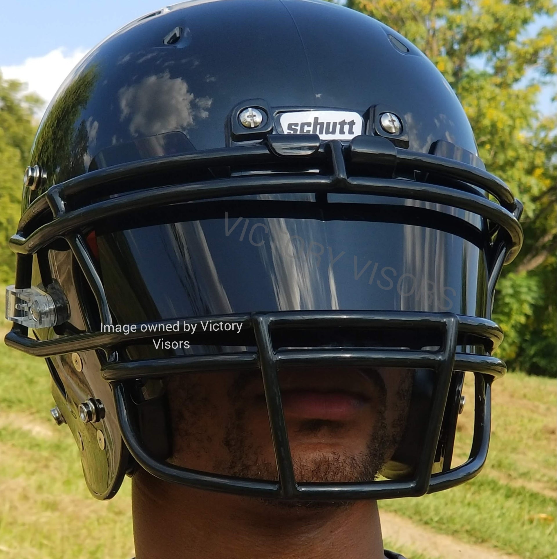 Black Football Visor for Riddell, Xenith and Schutt Helmets – Victory Visors